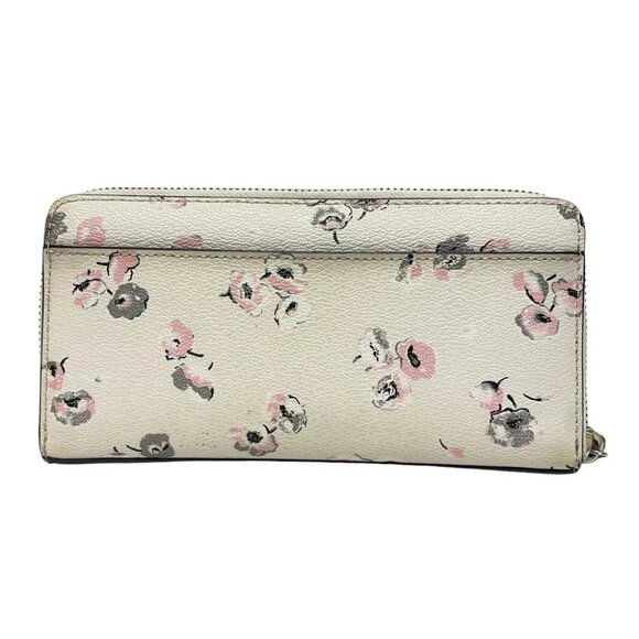 Auth COACH Small Wildflower Print Leather Accordion Zip Around F53770 Cream Gray - Picture 2 of 6